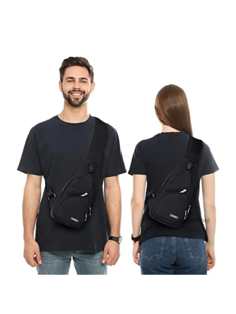 Waterproof PU Leather Sling Bag Crossbody Backpack Hiking Daypack